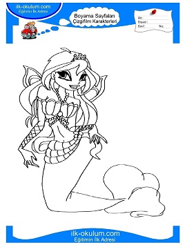 Çocuklar İçin Winx Club Denizkızı Boyama Sayfaları 